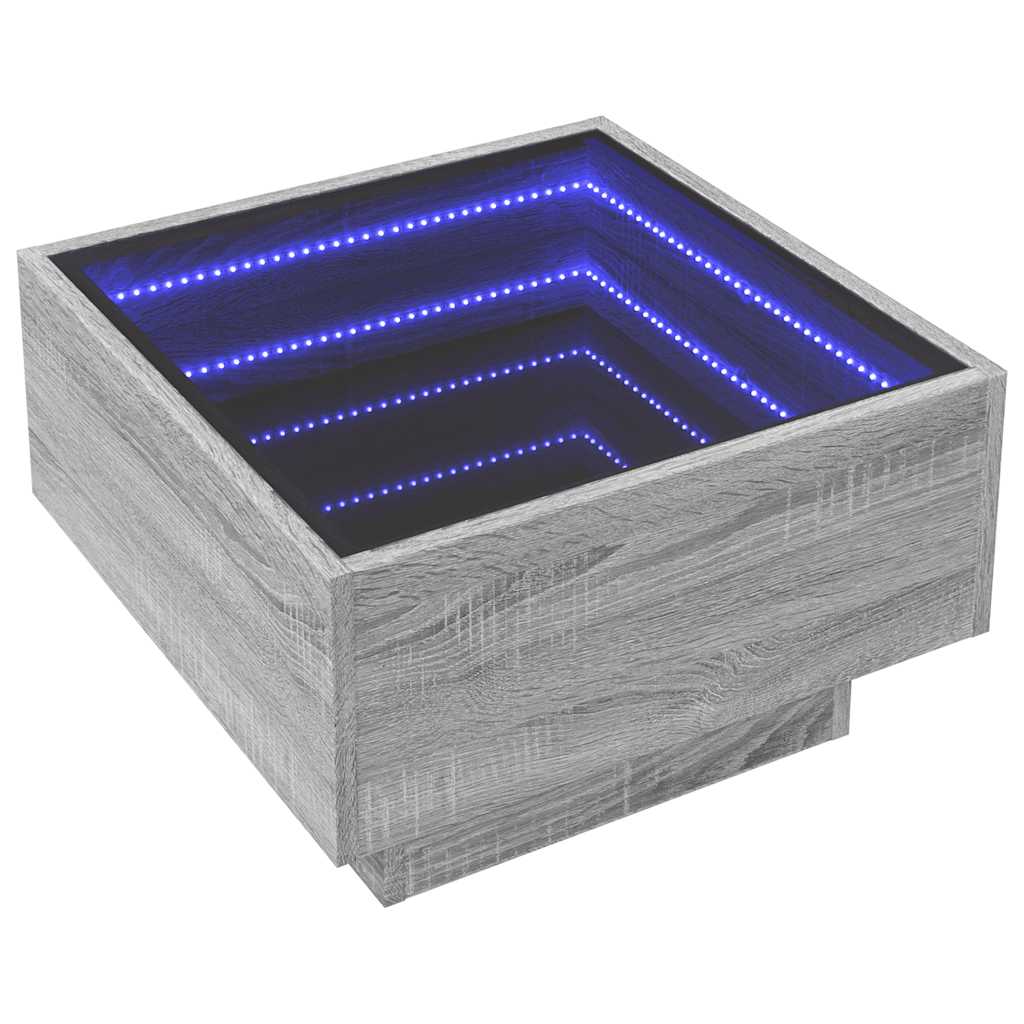 Stolić za kavu LED boja hrasta 50x50x30 cm konstruirano drvo