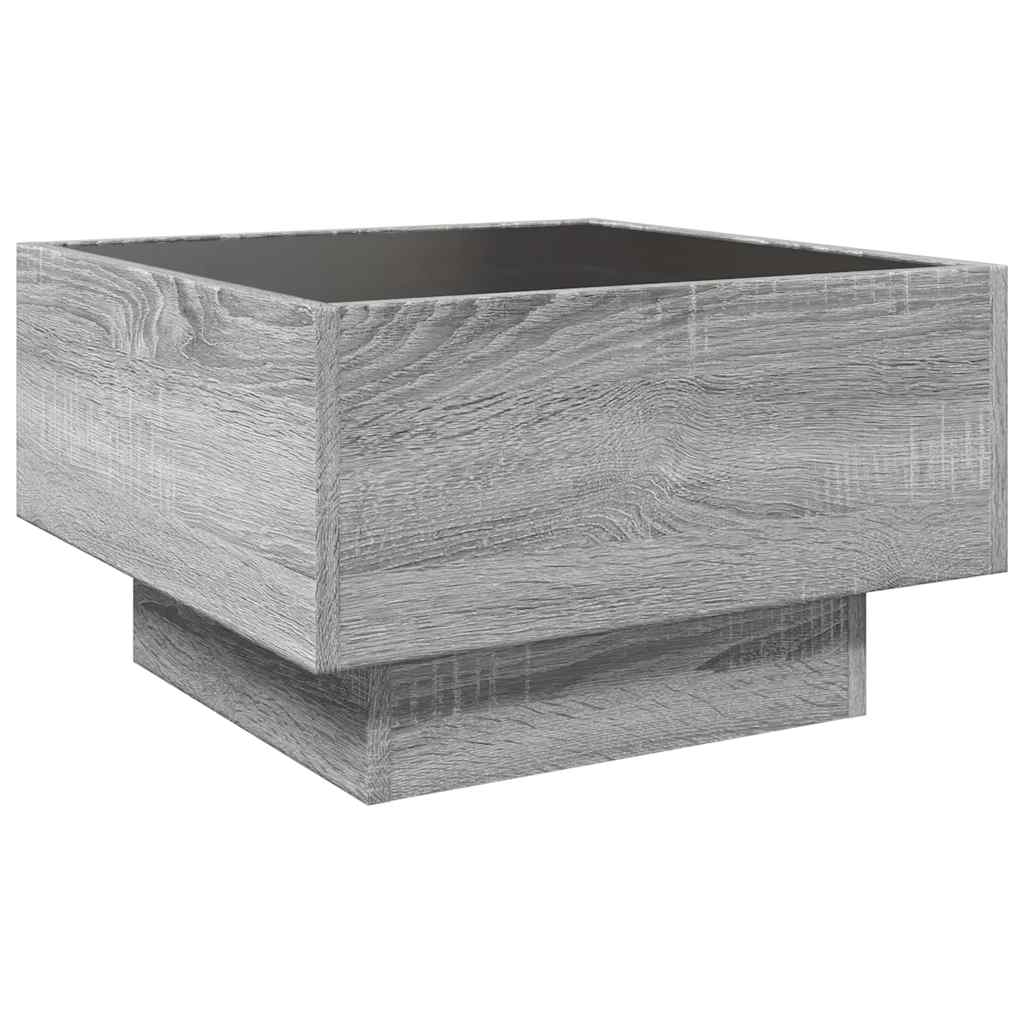 Stolić za kavu LED boja hrasta 50x50x30 cm konstruirano drvo
