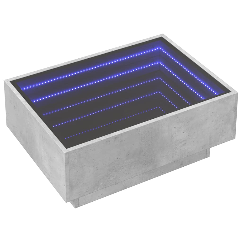 Stolić za kavu LED siva boja betona 70x50x30 cm drveni