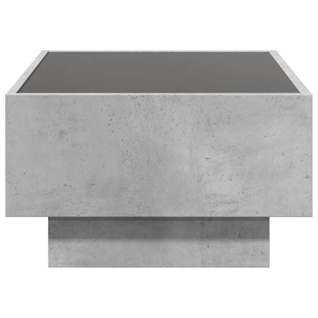 Stolić za kavu LED siva boja betona 70x50x30 cm drveni