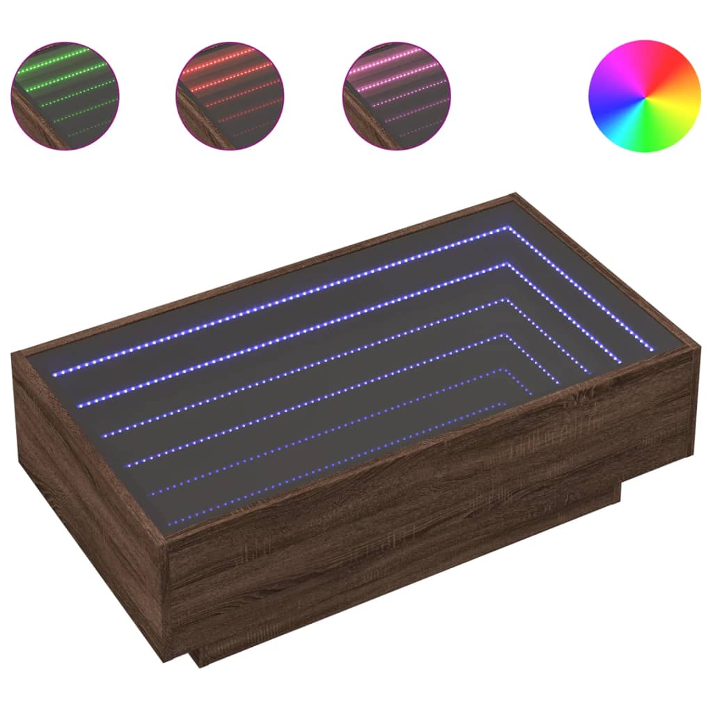 Stolić za kavu LED boja hrasta 90x50x30 cm konstruirano drvo