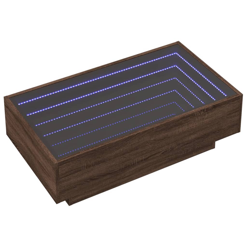Stolić za kavu LED boja hrasta 90x50x30 cm konstruirano drvo