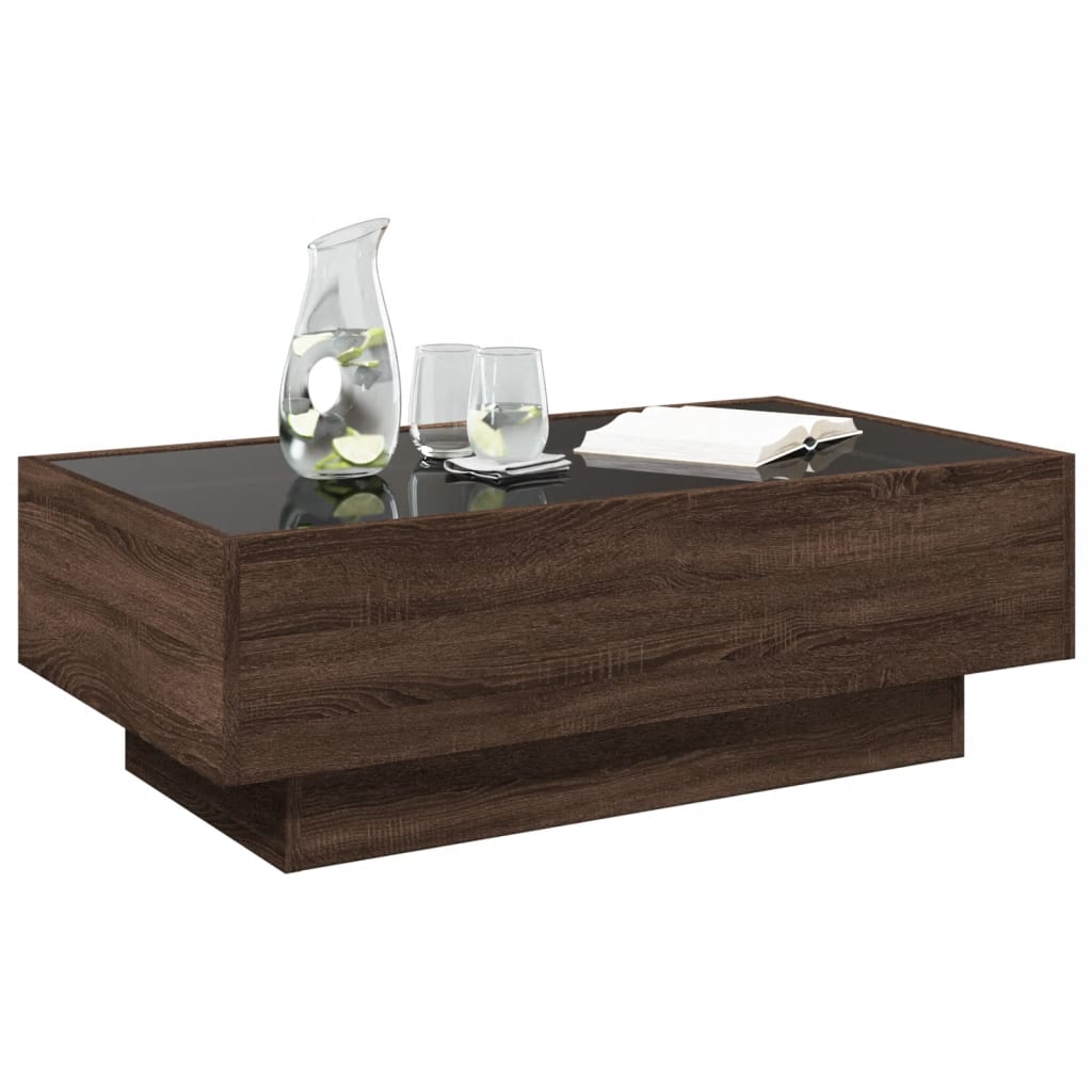 Stolić za kavu LED boja hrasta 90x50x30 cm konstruirano drvo