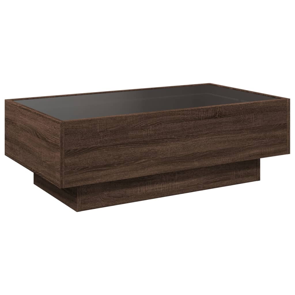 Stolić za kavu LED boja hrasta 90x50x30 cm konstruirano drvo