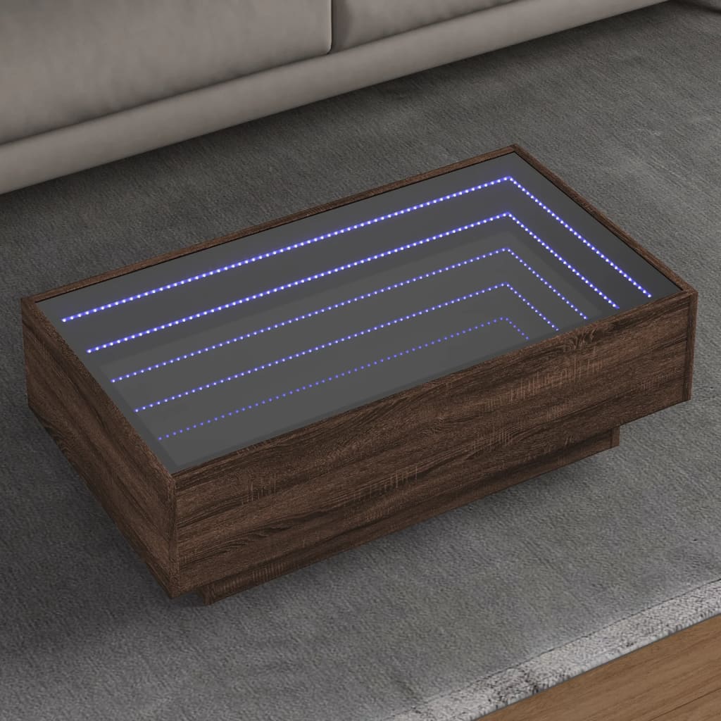 Stolić za kavu LED boja hrasta 90x50x30 cm konstruirano drvo