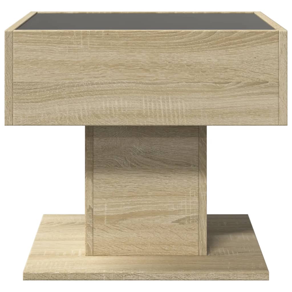 Stolić za kavu LED boja hrasta 50x50x45 cm konstruirano drvo