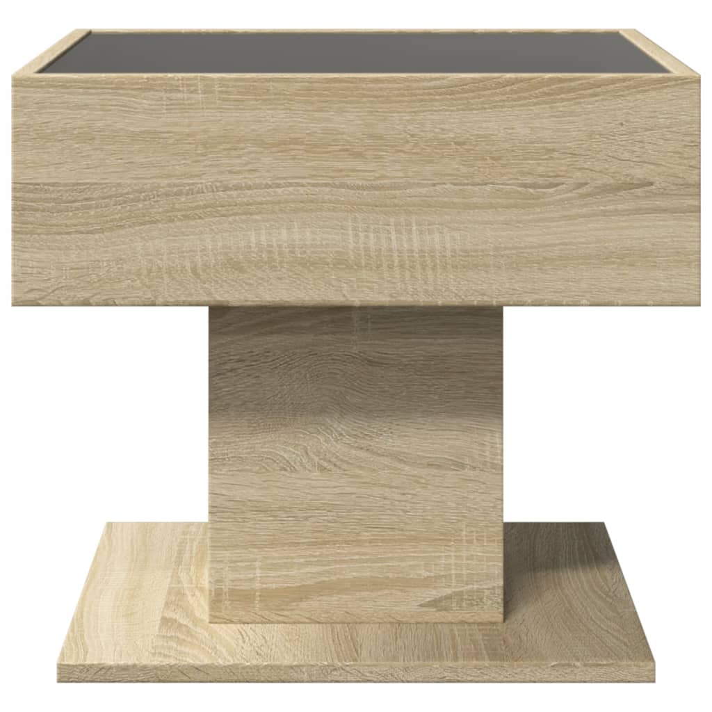 Stolić za kavu LED boja hrasta 50x50x45 cm konstruirano drvo