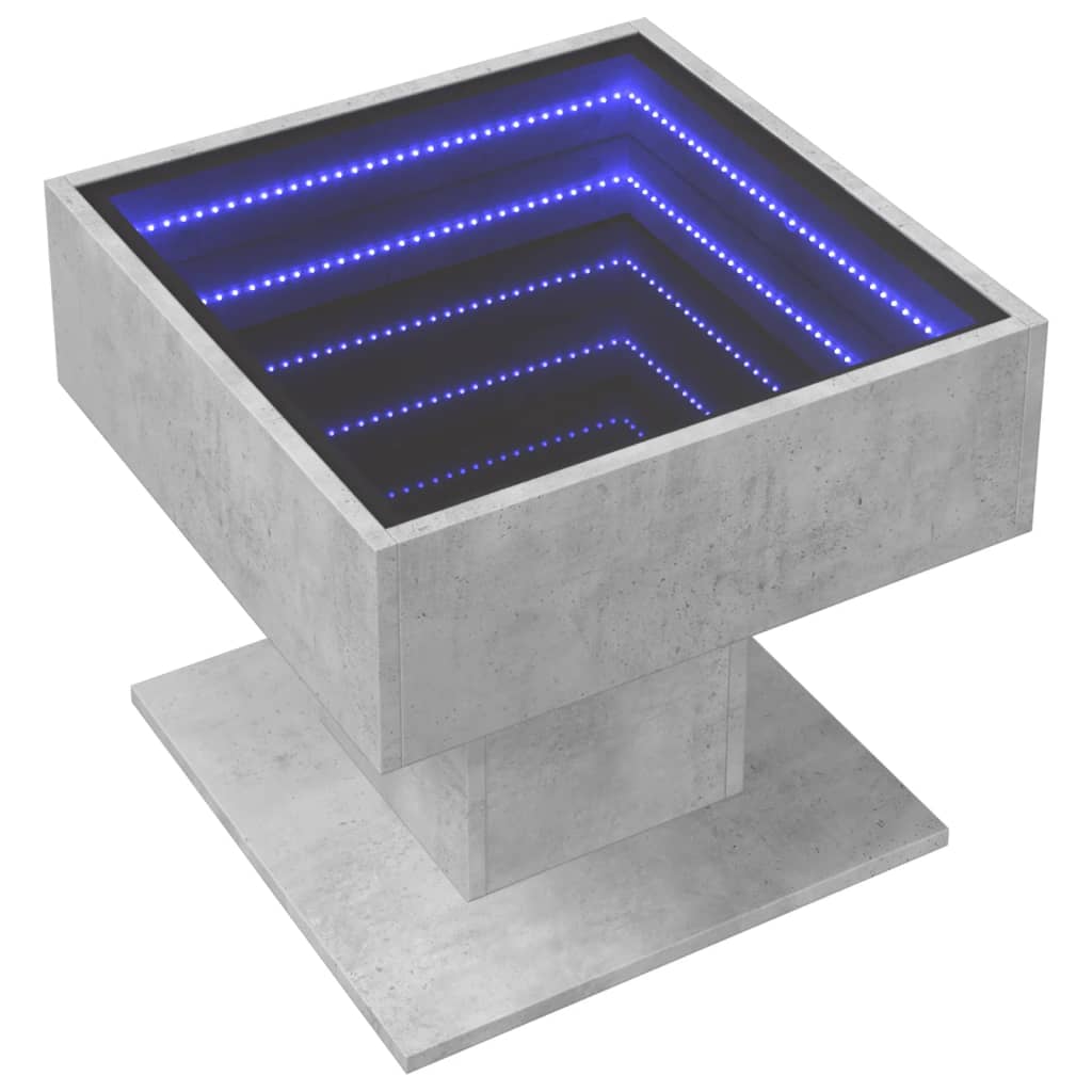 Stolić za kavu LED siva boja betona 50x50x45 cm drveni