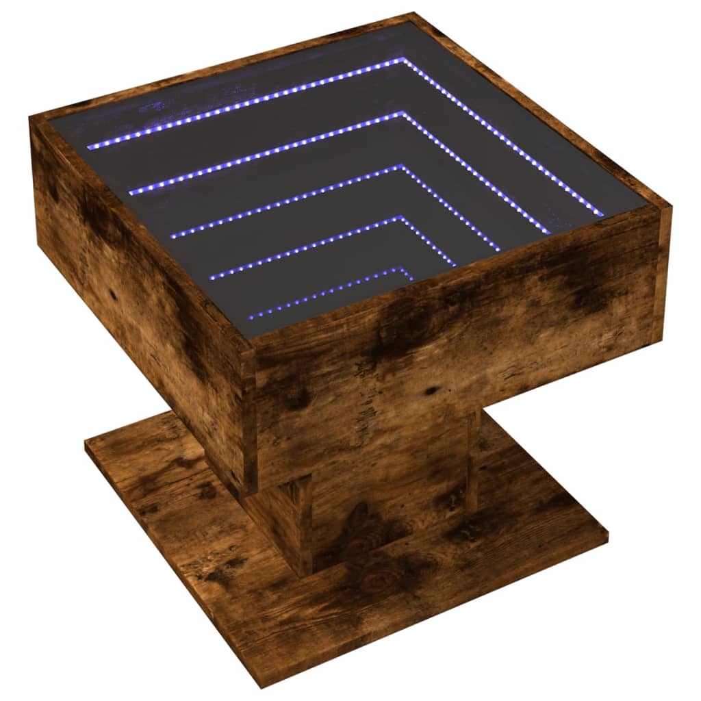 Stolić za kavu LED boja hrasta 50x50x45 cm konstruirano drvo