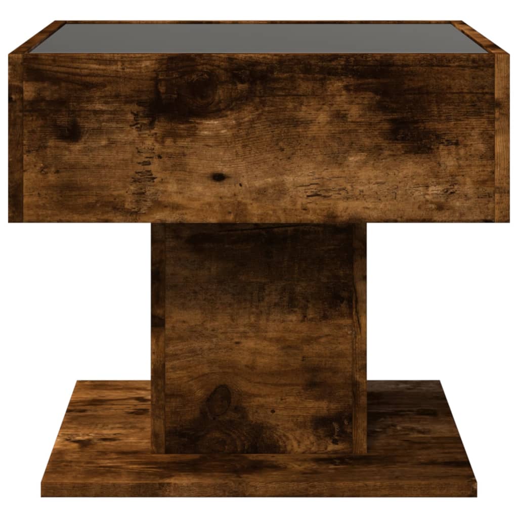 Stolić za kavu LED boja hrasta 50x50x45 cm konstruirano drvo