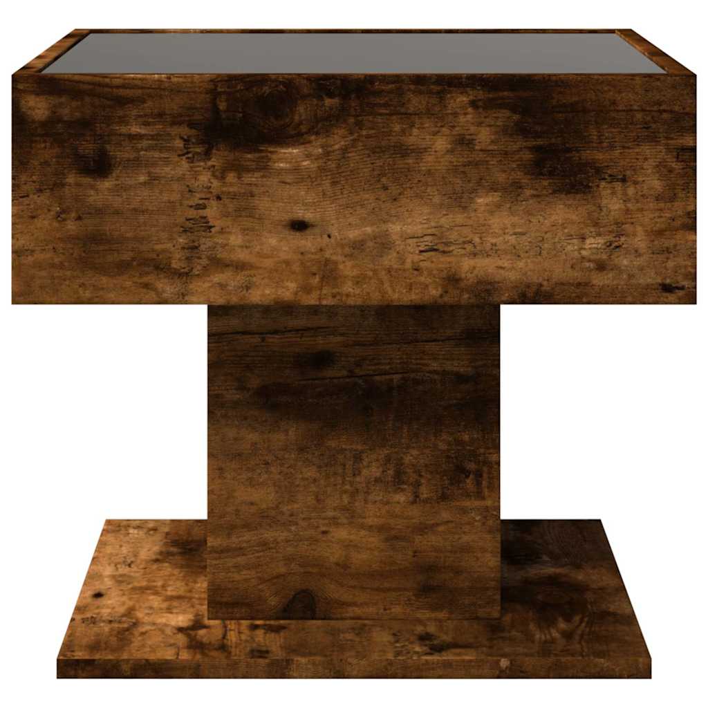 Stolić za kavu LED boja hrasta 50x50x45 cm konstruirano drvo