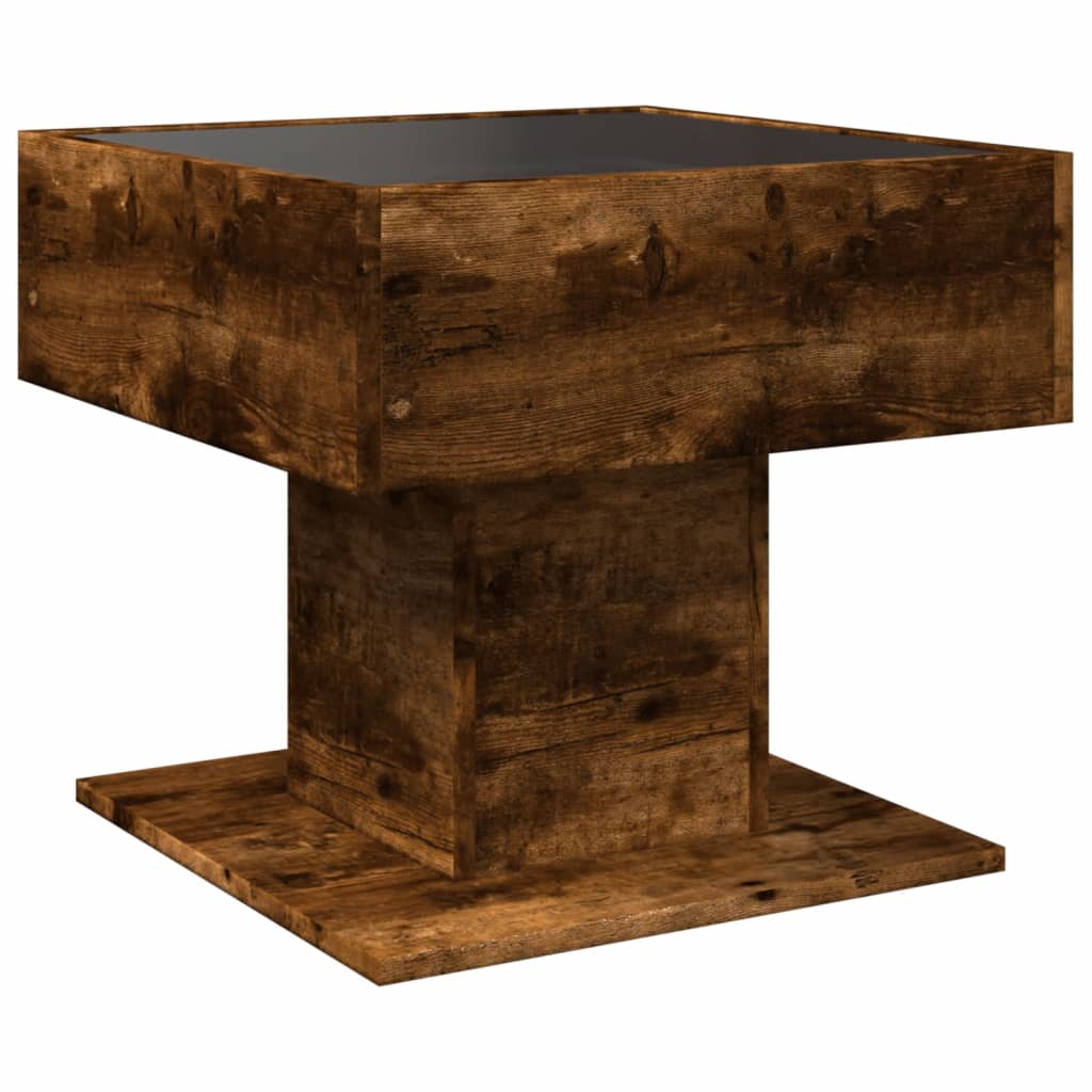 Stolić za kavu LED boja hrasta 50x50x45 cm konstruirano drvo