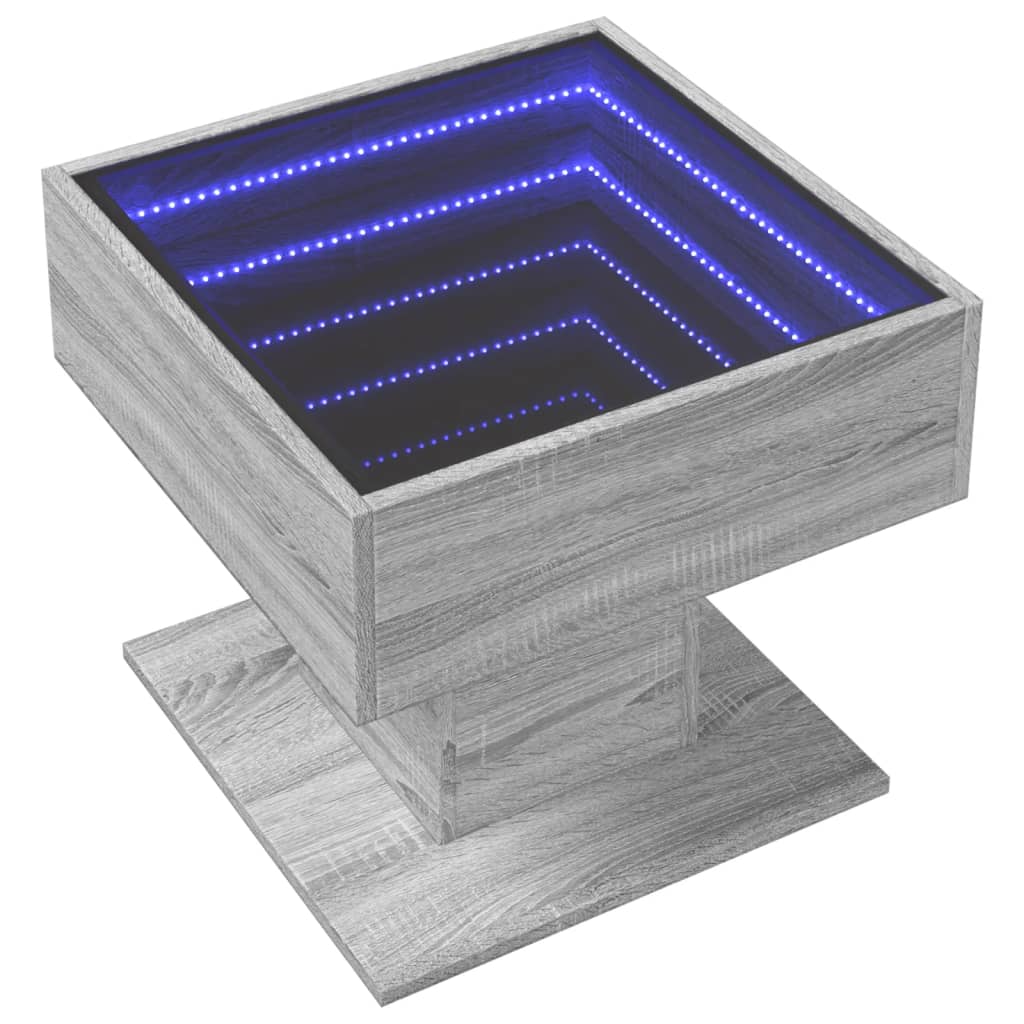 Stolić za kavu LED boja hrasta 50x50x45 cm konstruirano drvo
