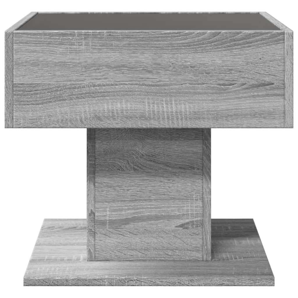 Stolić za kavu LED boja hrasta 50x50x45 cm konstruirano drvo