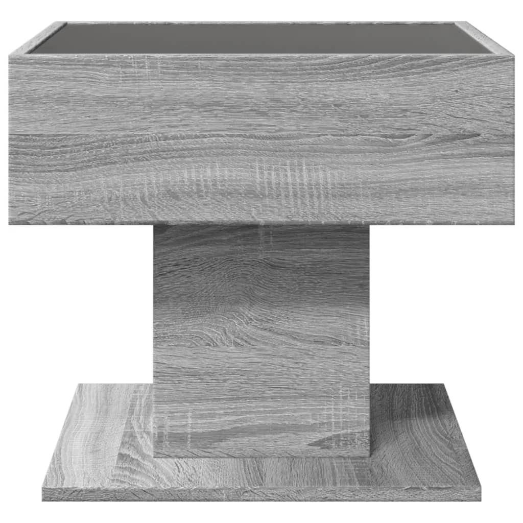 Stolić za kavu LED boja hrasta 50x50x45 cm konstruirano drvo