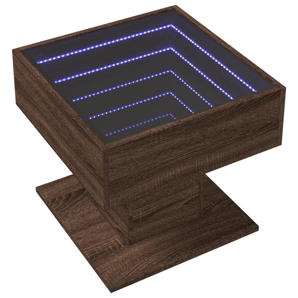 Stolić za kavu LED boja hrasta 50x50x45 cm konstruirano drvo