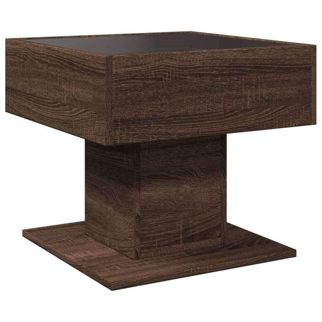 Stolić za kavu LED boja hrasta 50x50x45 cm konstruirano drvo