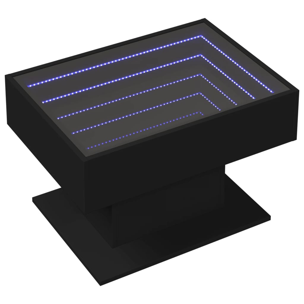 Stolić za kavu LED crni 70x50x45 cm od konstruiranog drva