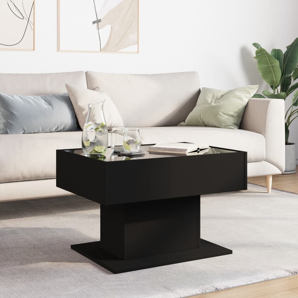 Stolić za kavu LED crni 70x50x45 cm od konstruiranog drva