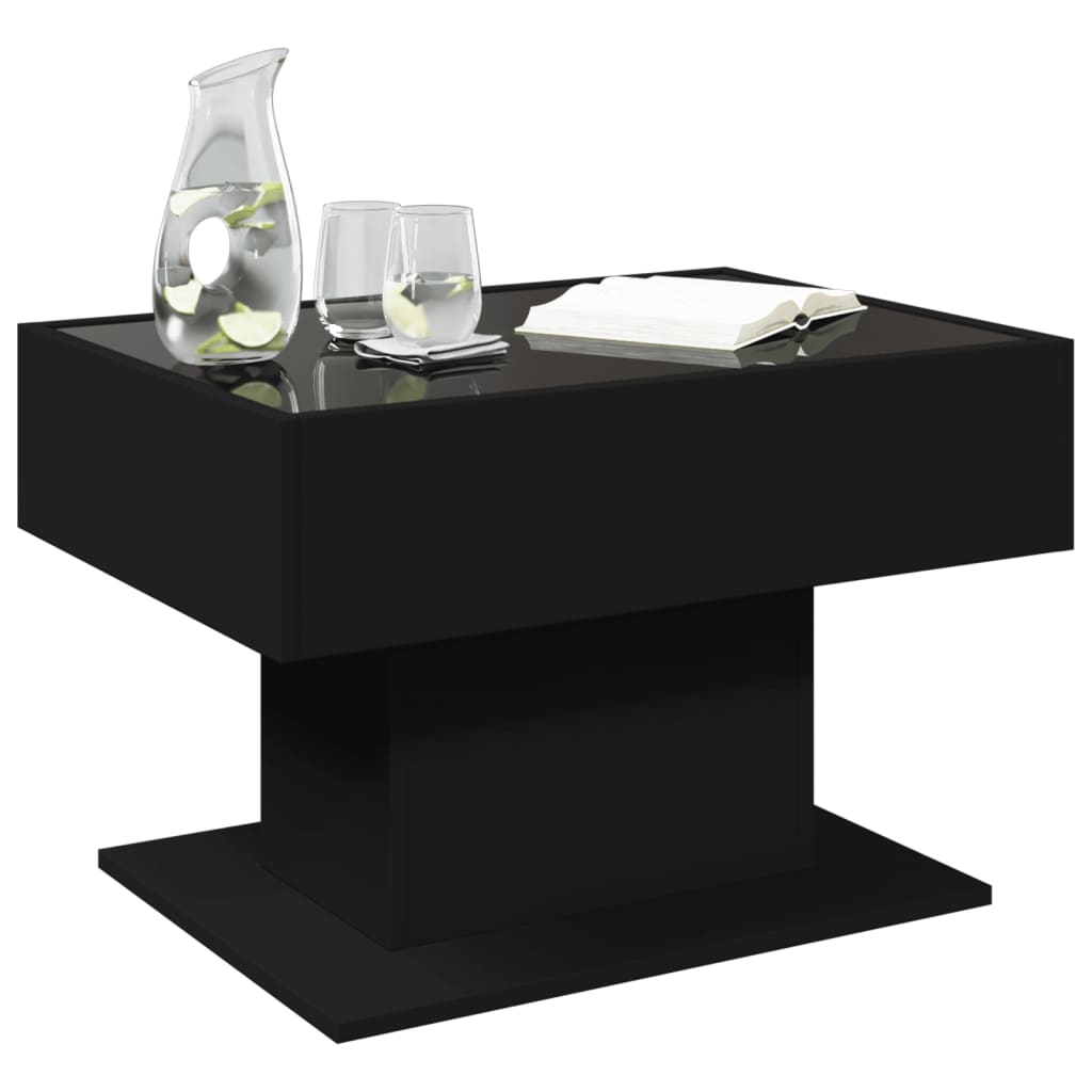 Stolić za kavu LED crni 70x50x45 cm od konstruiranog drva