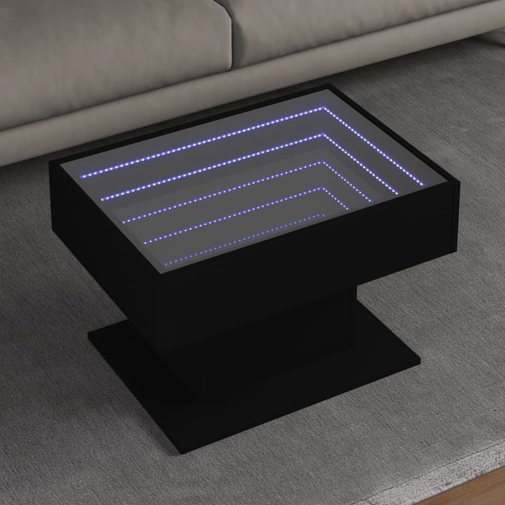 Stolić za kavu LED crni 70x50x45 cm od konstruiranog drva