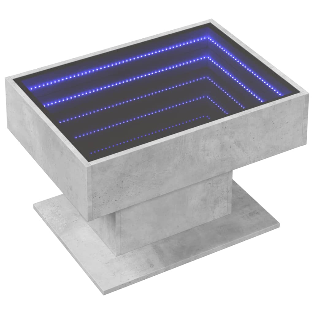 Stolić za kavu LED siva boja betona 70x50x45 cm drveni