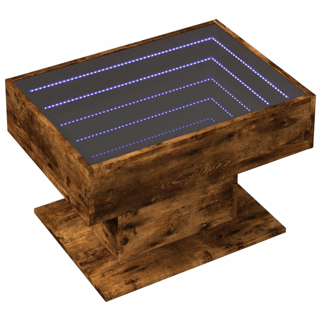 Stolić za kavu LED boja hrasta 70x50x45 cm konstruirano drvo