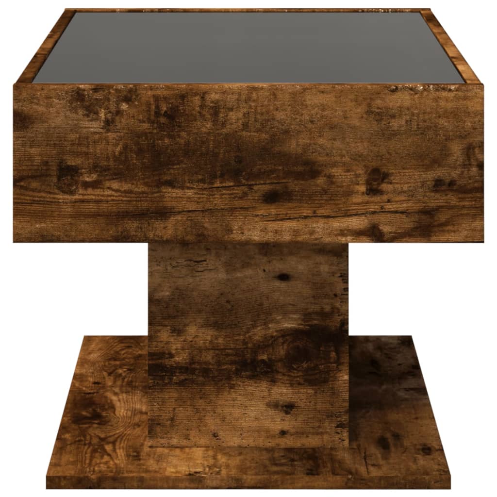 Stolić za kavu LED boja hrasta 70x50x45 cm konstruirano drvo