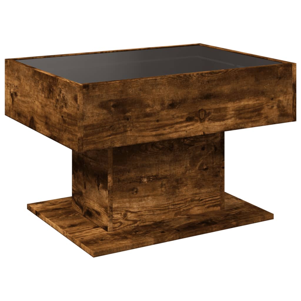 Stolić za kavu LED boja hrasta 70x50x45 cm konstruirano drvo