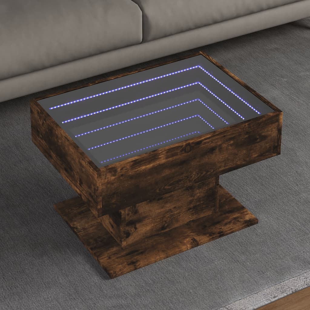 Stolić za kavu LED boja hrasta 70x50x45 cm konstruirano drvo