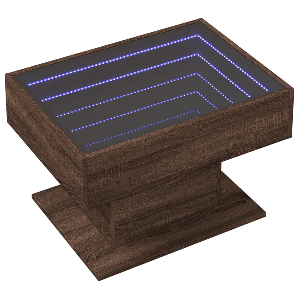 Stolić za kavu LED smeđa boja hrasta 70x50x45 cm drveni