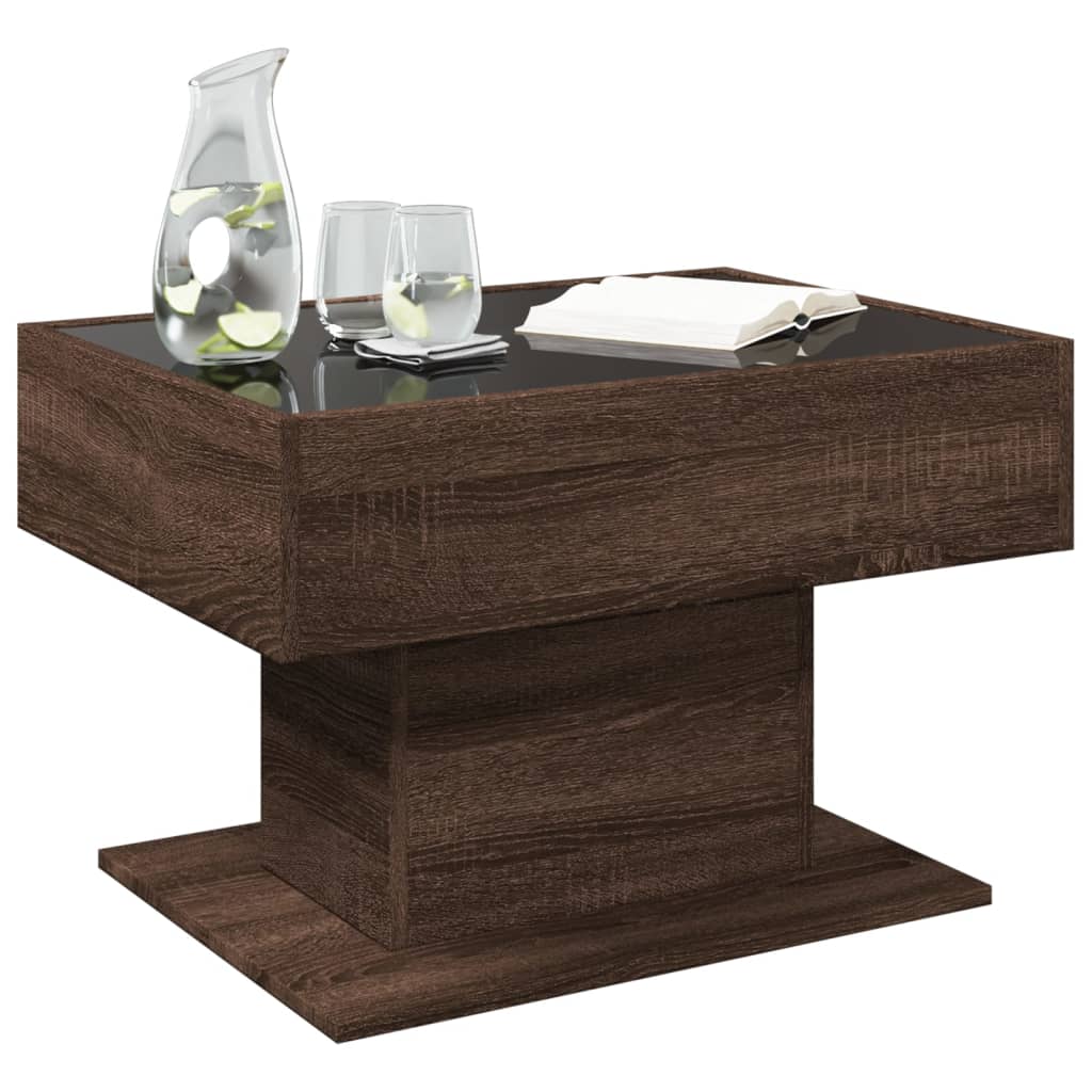 Stolić za kavu LED smeđa boja hrasta 70x50x45 cm drveni