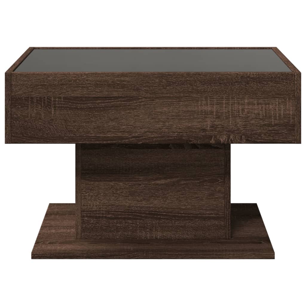 Stolić za kavu LED smeđa boja hrasta 70x50x45 cm drveni