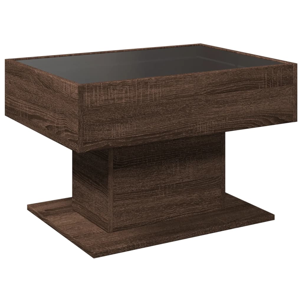 Stolić za kavu LED smeđa boja hrasta 70x50x45 cm drveni