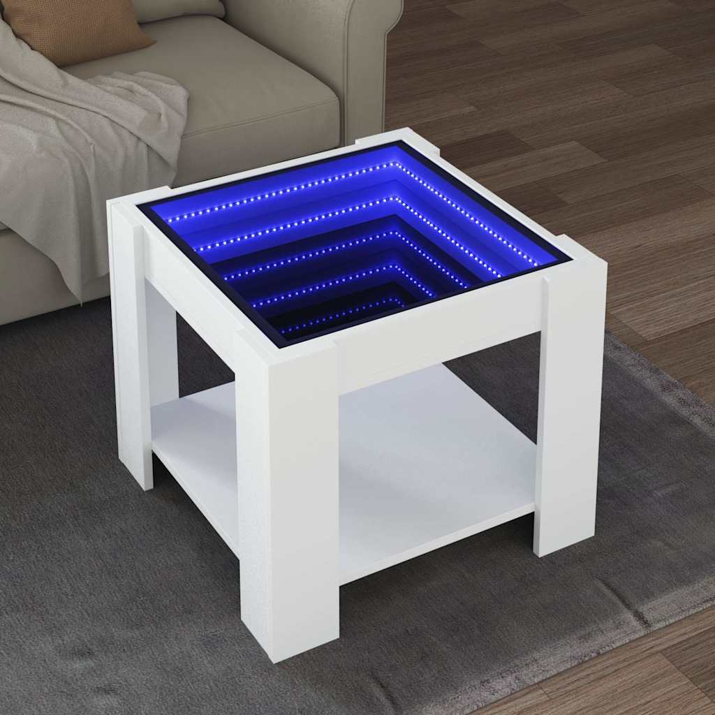 Stolić za kavu LED bijeli 53x53x45 cm od konstruiranog drva