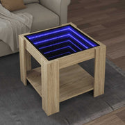 Stolić za kavu LED boja hrasta 53x53x45 cm konstruirano drvo