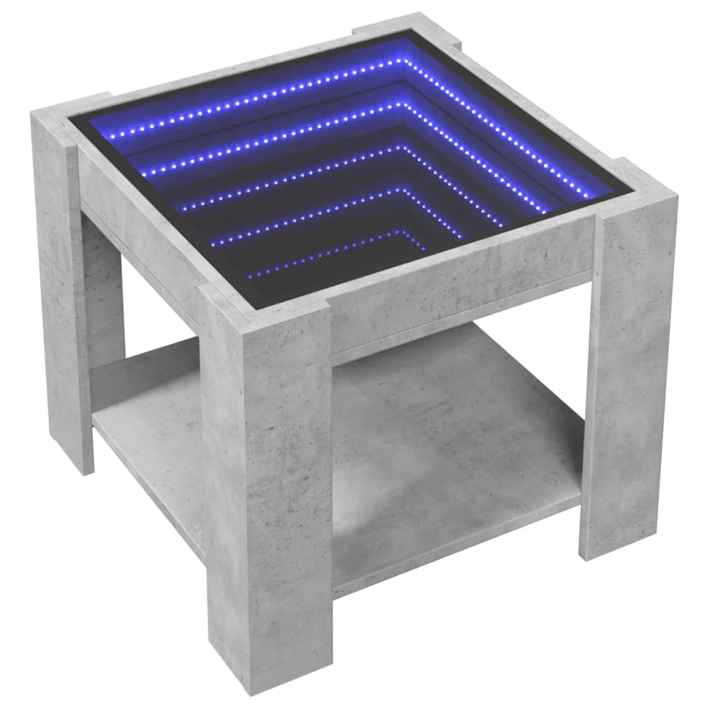 Stolić za kavu LED siva boja betona 53x53x45 cm drveni
