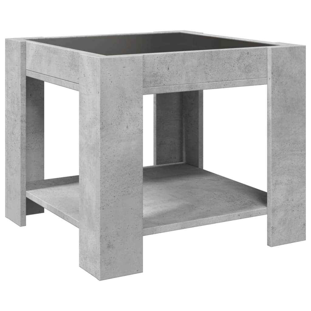 Stolić za kavu LED siva boja betona 53x53x45 cm drveni
