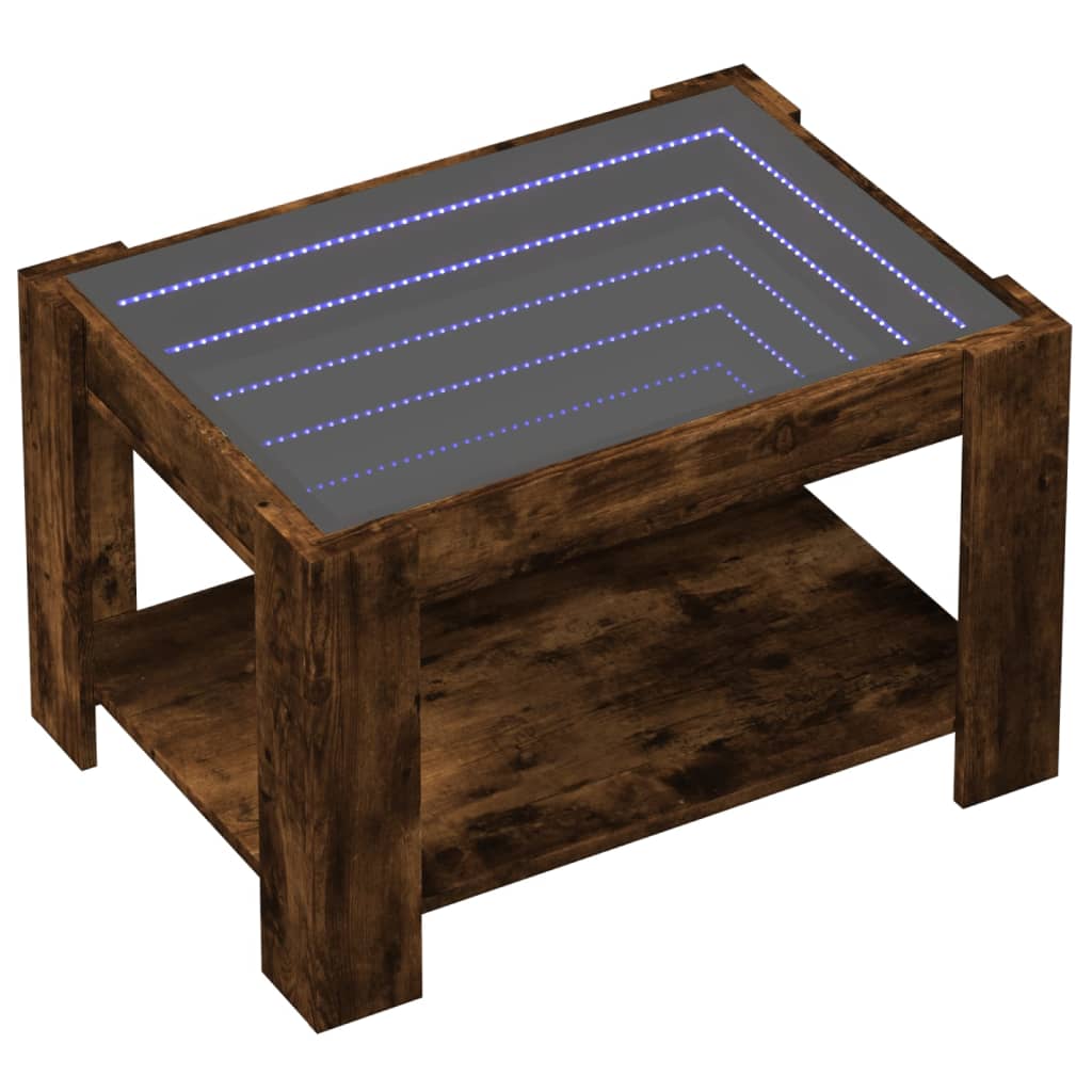 Stolić za kavu LED boja hrasta 73x53x45 cm konstruirano drvo