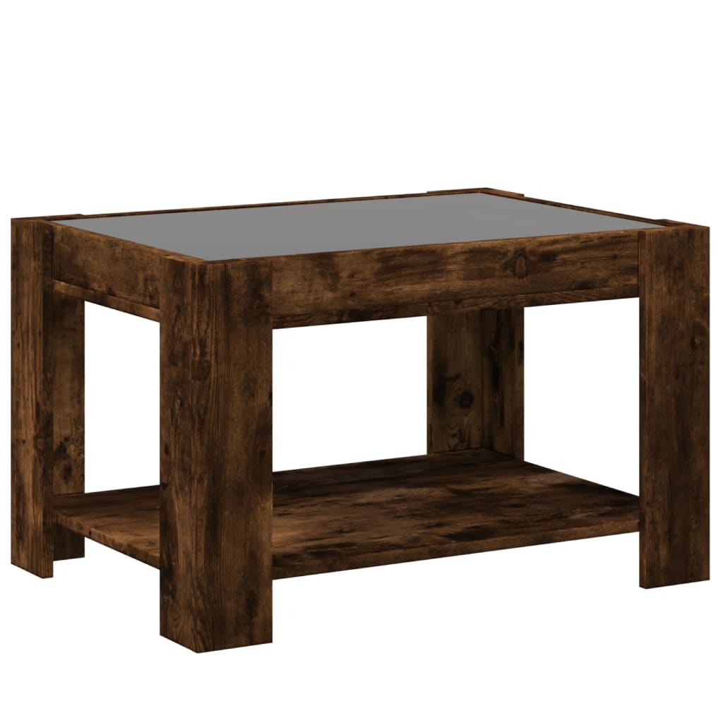 Stolić za kavu LED boja hrasta 73x53x45 cm konstruirano drvo