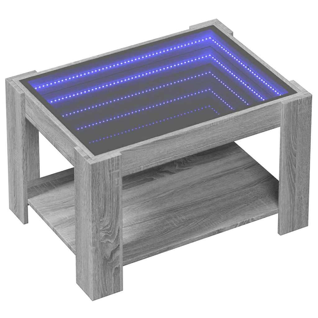 Stolić za kavu LED boja hrasta 73x53x45 cm konstruirano drvo