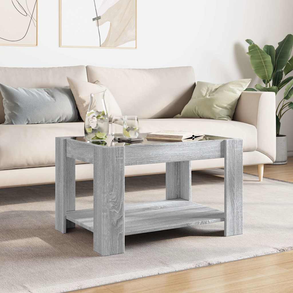 Stolić za kavu LED boja hrasta 73x53x45 cm konstruirano drvo
