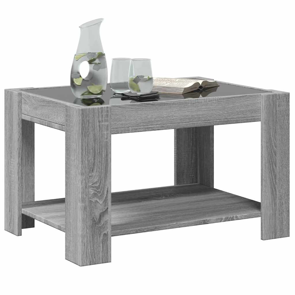 Stolić za kavu LED boja hrasta 73x53x45 cm konstruirano drvo
