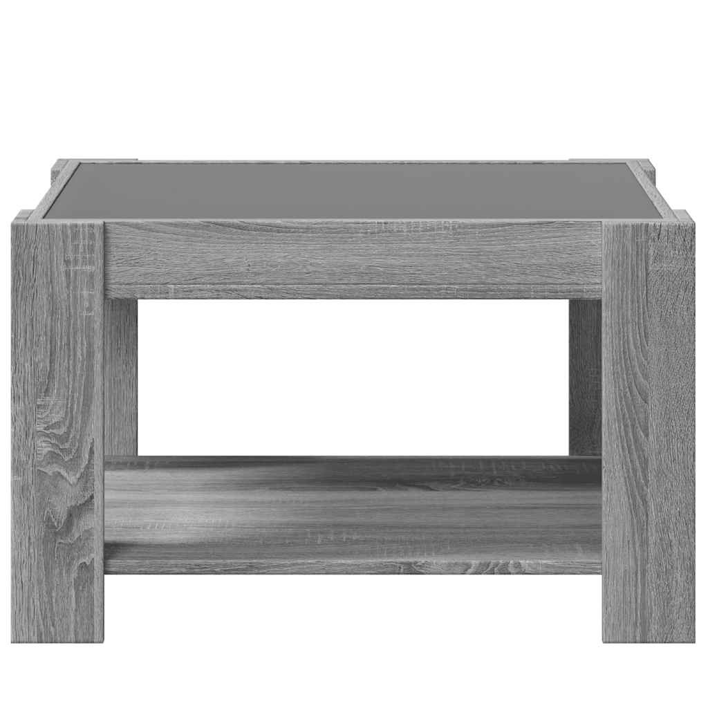 Stolić za kavu LED boja hrasta 73x53x45 cm konstruirano drvo