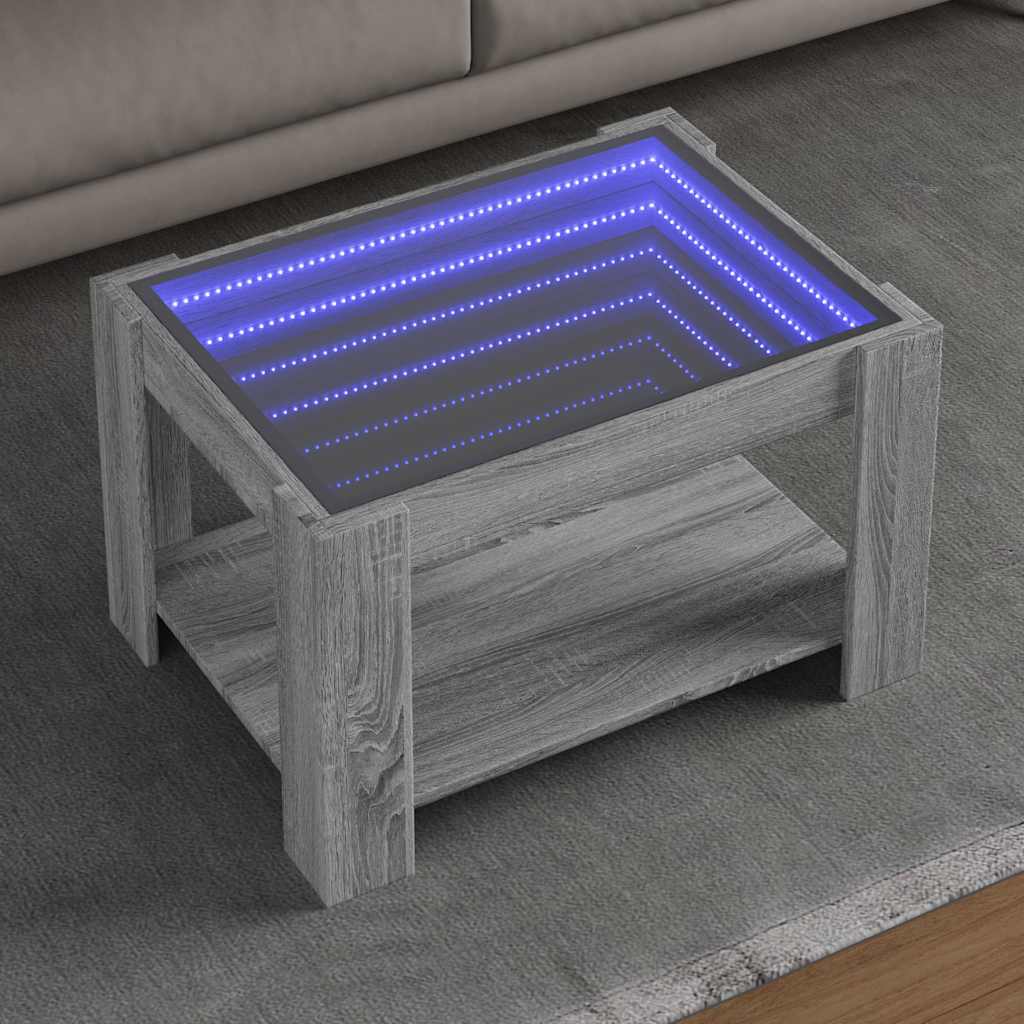 Stolić za kavu LED boja hrasta 53x53x45 cm konstruirano drvo