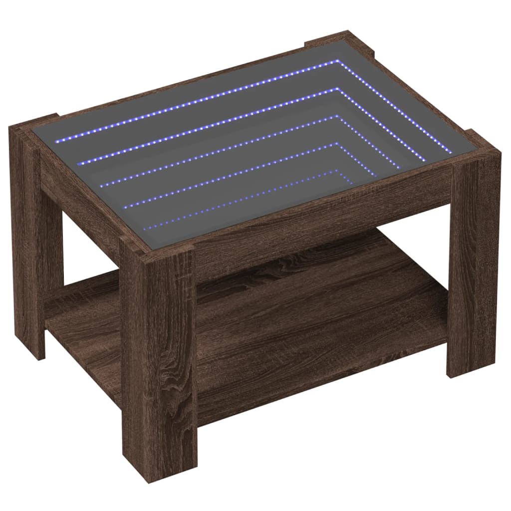Stolić za kavu LED smeđa boja hrasta 73x53x45 cm drveni