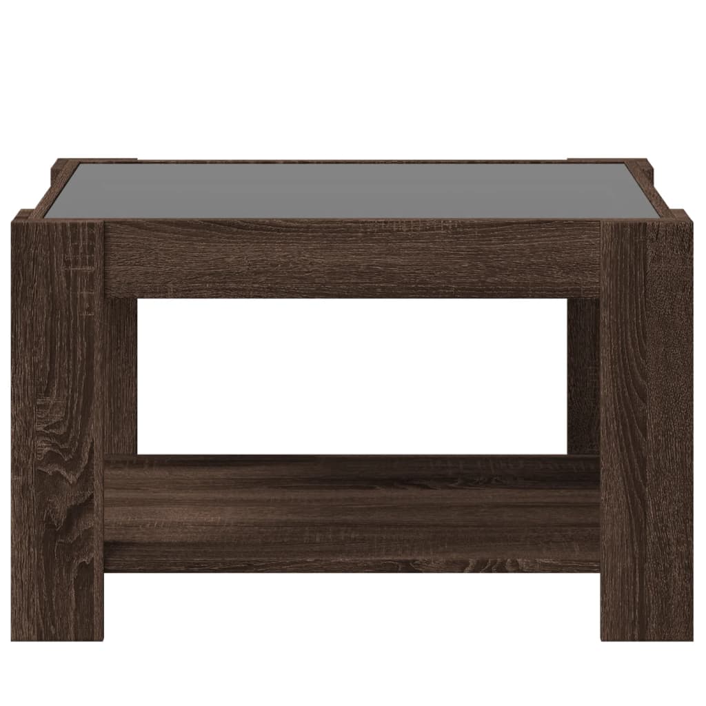 Stolić za kavu LED smeđa boja hrasta 73x53x45 cm drveni