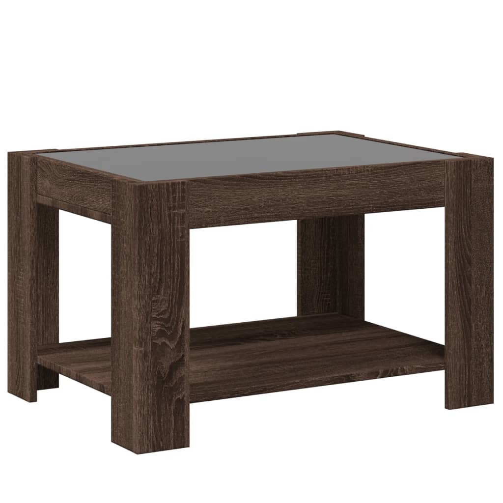 Stolić za kavu LED smeđa boja hrasta 73x53x45 cm drveni