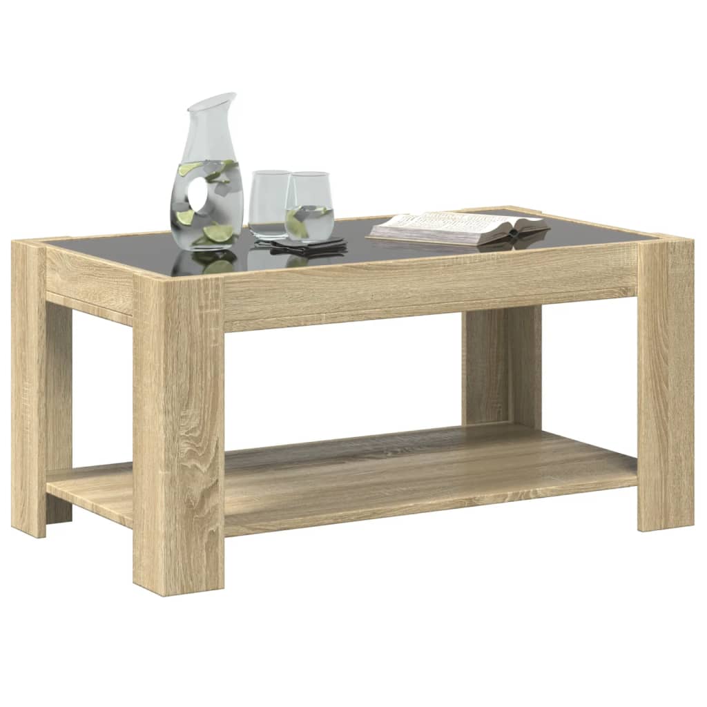 Stolić za kavu LED boja hrasta 93x53x45 cm konstruirano drvo