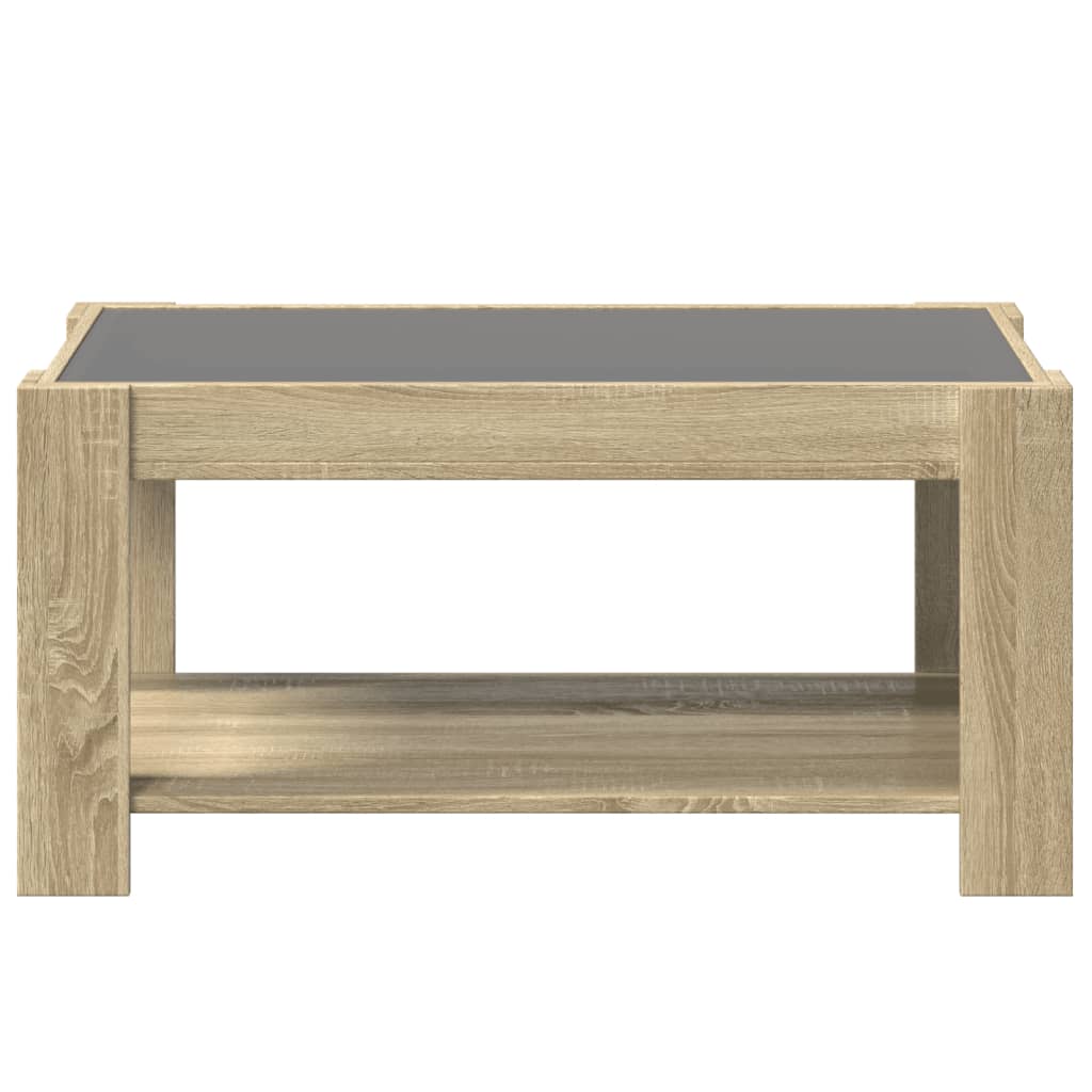 Stolić za kavu LED boja hrasta 93x53x45 cm konstruirano drvo
